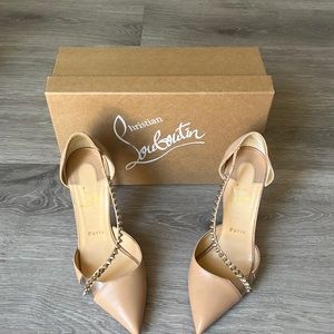 Christian Louboutin nude spike cross strap 8.5 heels stiletto